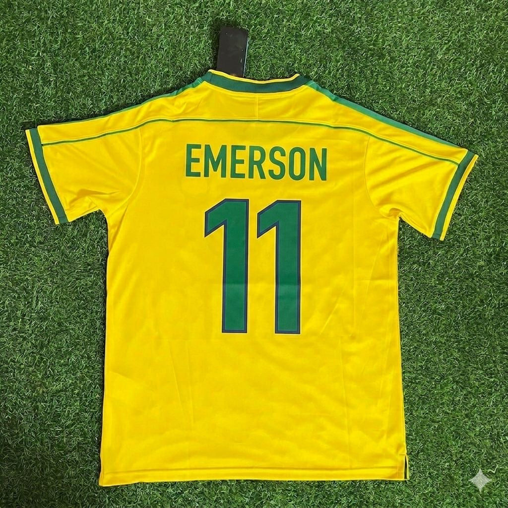 Brazil 1998 World Cup Retro Jersey – Emerson #11 – Back View