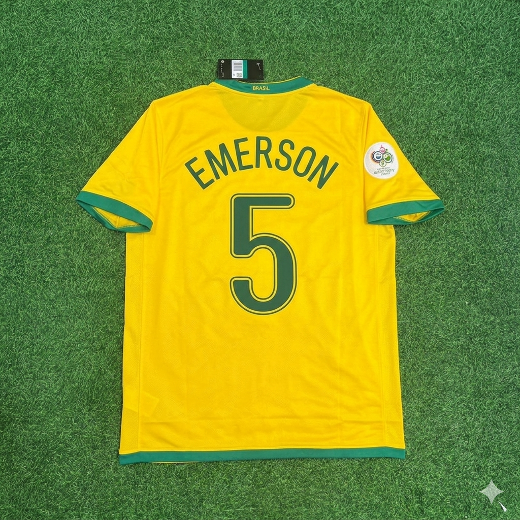 2006 Brazil World Cup Emerson #5 Football Jersey – Back View