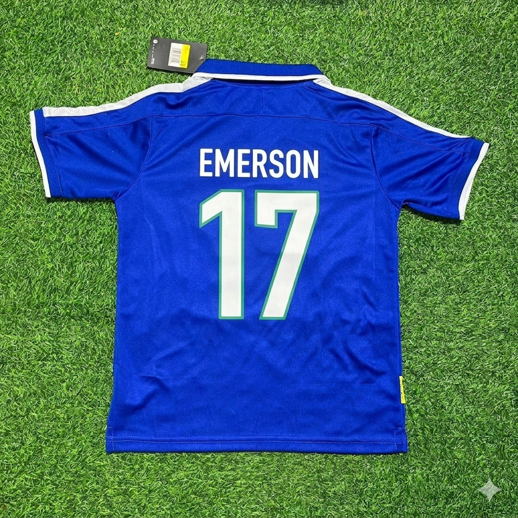 1997 Emerson Brazil Blue Retro Football Jersey – Back View