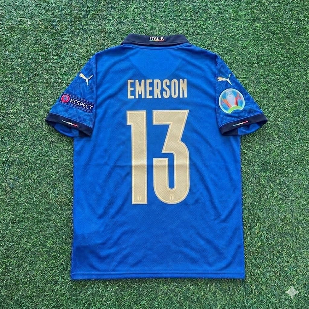 Italy EURO 2020 Final Retro Soccer Jersey – | | – Emerson #13 – Back View