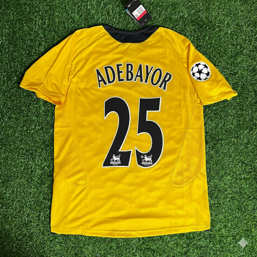 Emmanuel Adebayor 25 - Arsenal 2005/06 Yellow Retro Kit Jersey – Back View