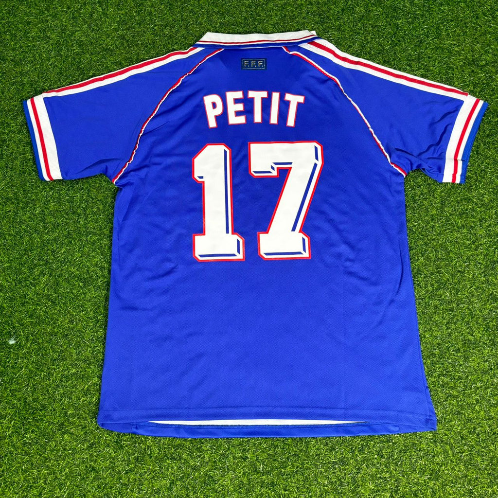 1998 France World Cup Emmanuel Petit #17 Home Retro Football Jersey – Back View