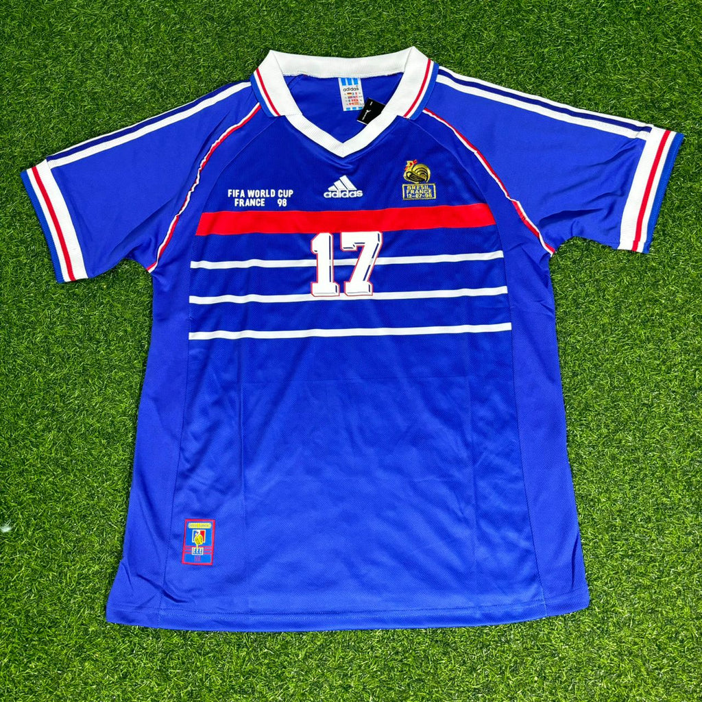 1998 France World Cup Emmanuel Petit #17 Home Retro Football Jersey – Front View