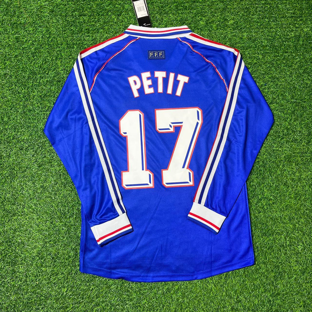 Emmanuel Petit France 1998 World Cup Long Sleeve Retro Football Jersey – Front View