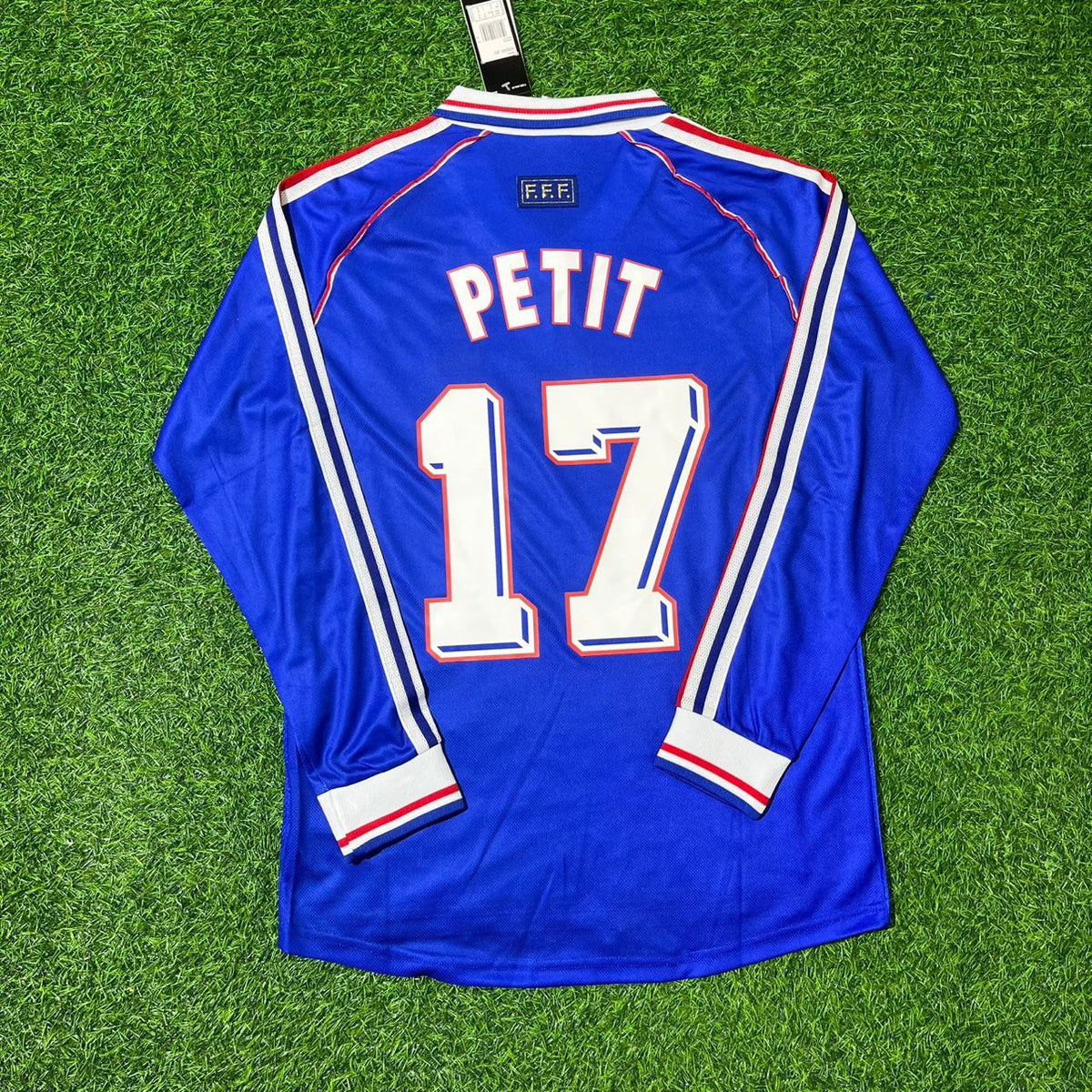 Emmanuel Petit France 1998 World Cup Long Sleeve Retro Football Jersey – Front View