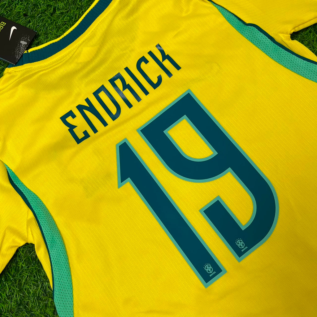 Endrick Brazil 2026 World Cup Home Yellow KIDS Football Jersey – Back View