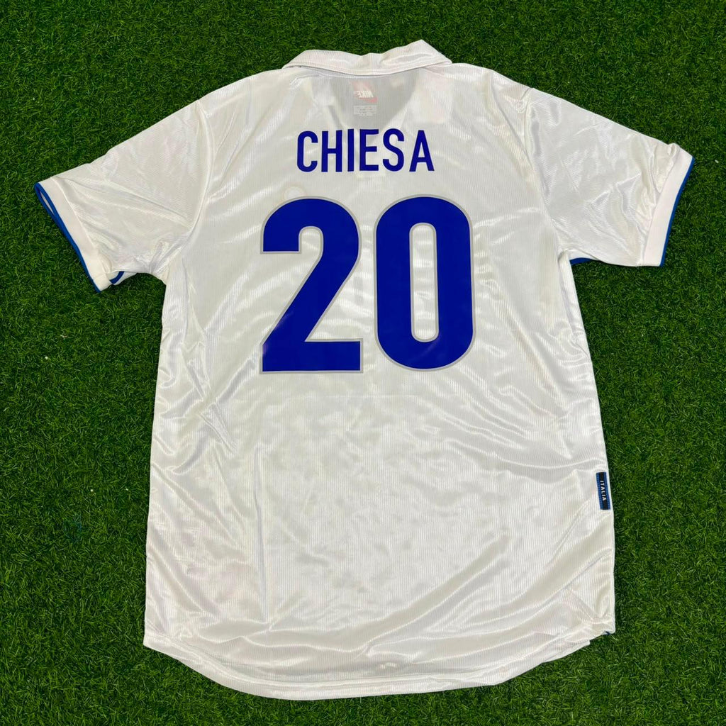 Enrico Chiesa #20 Italy 1998 World Cupe Away White Retro Jersey Football – Back View