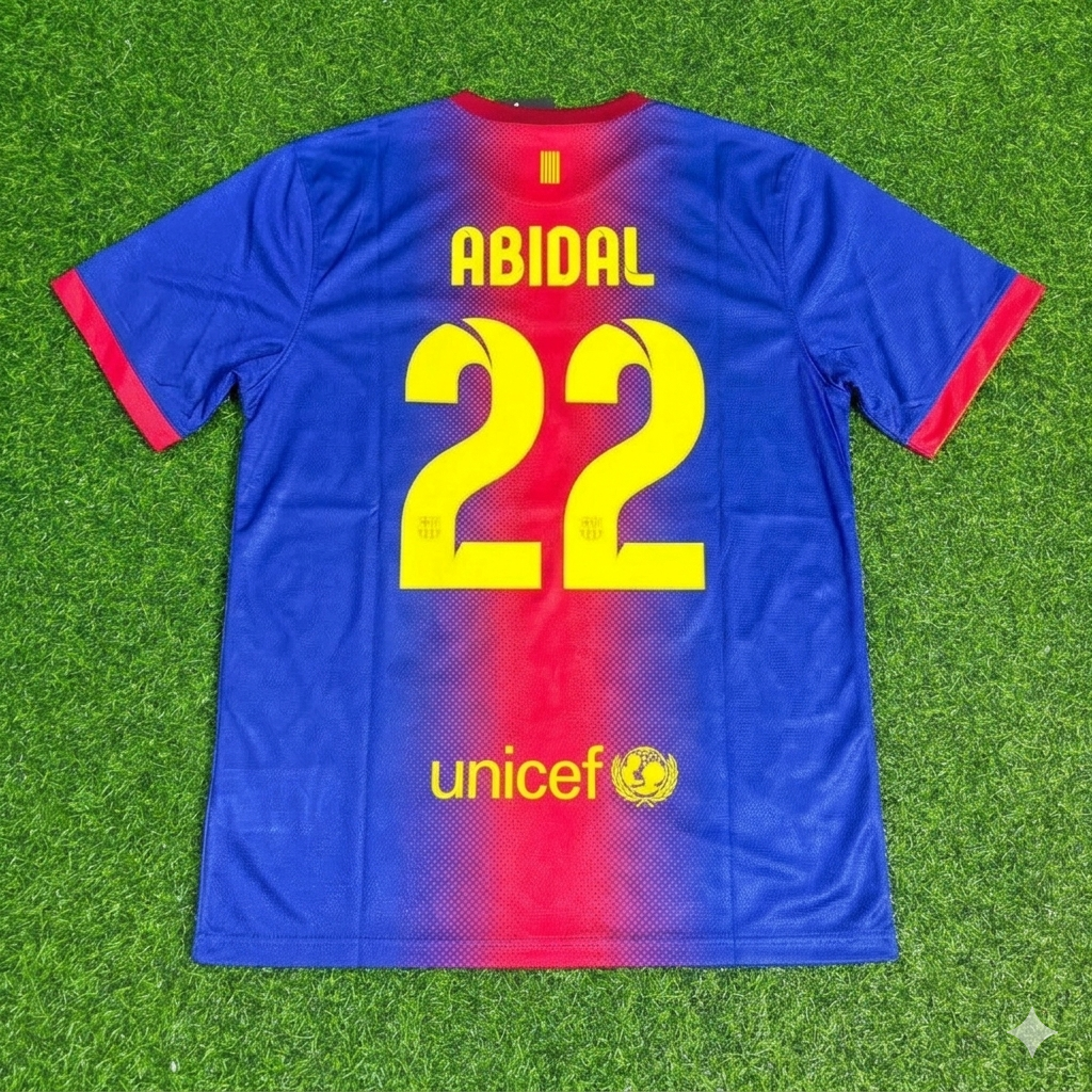 2012/13 Eric Abidal Barcelona Retro Home Football Jersey – Back View