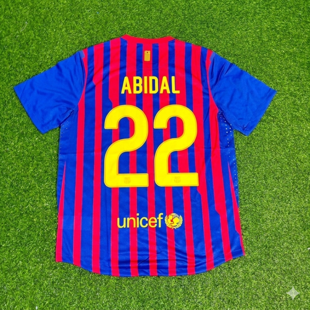 2011/12 Eric Abidal Barcelona Retro Home Football Jersey – Back View