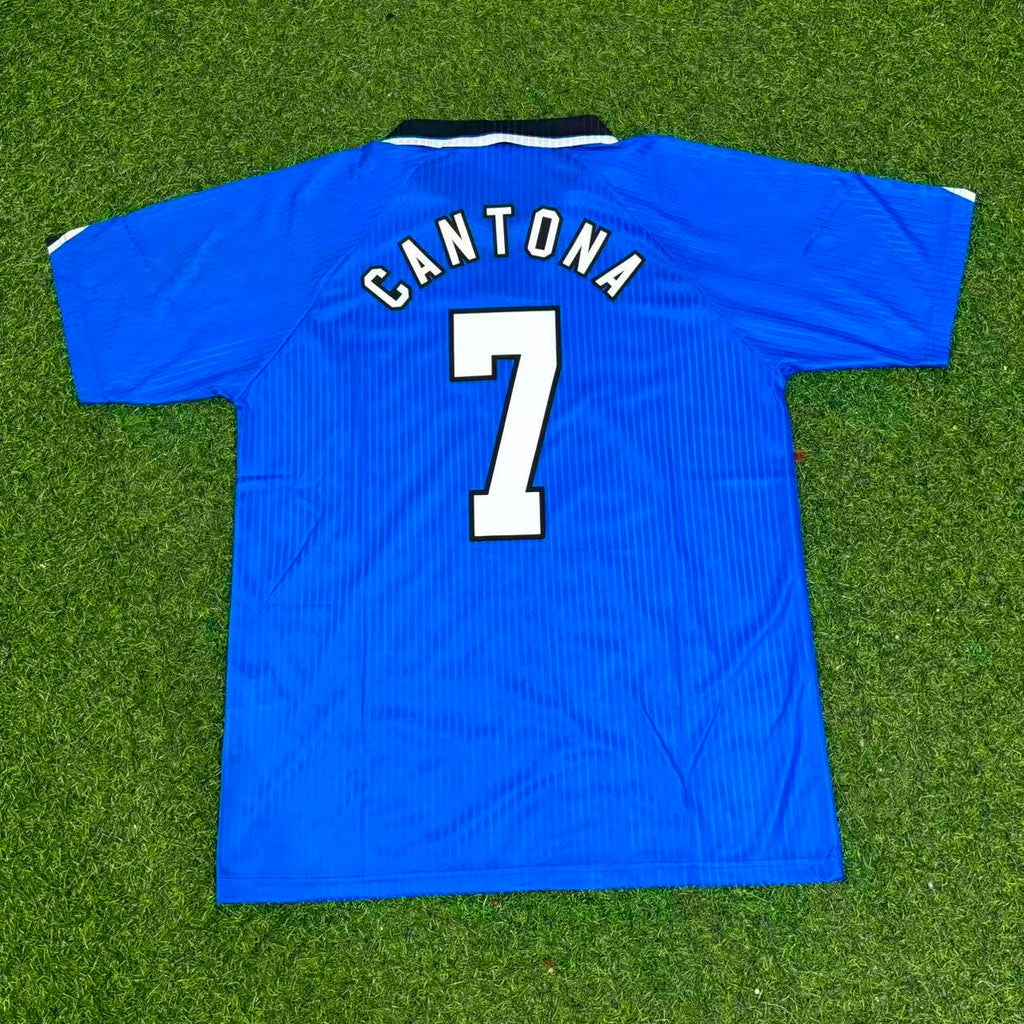 Manchester United 1996/1997 Blue Retro Football Jersey – Eric Cantona – Back View