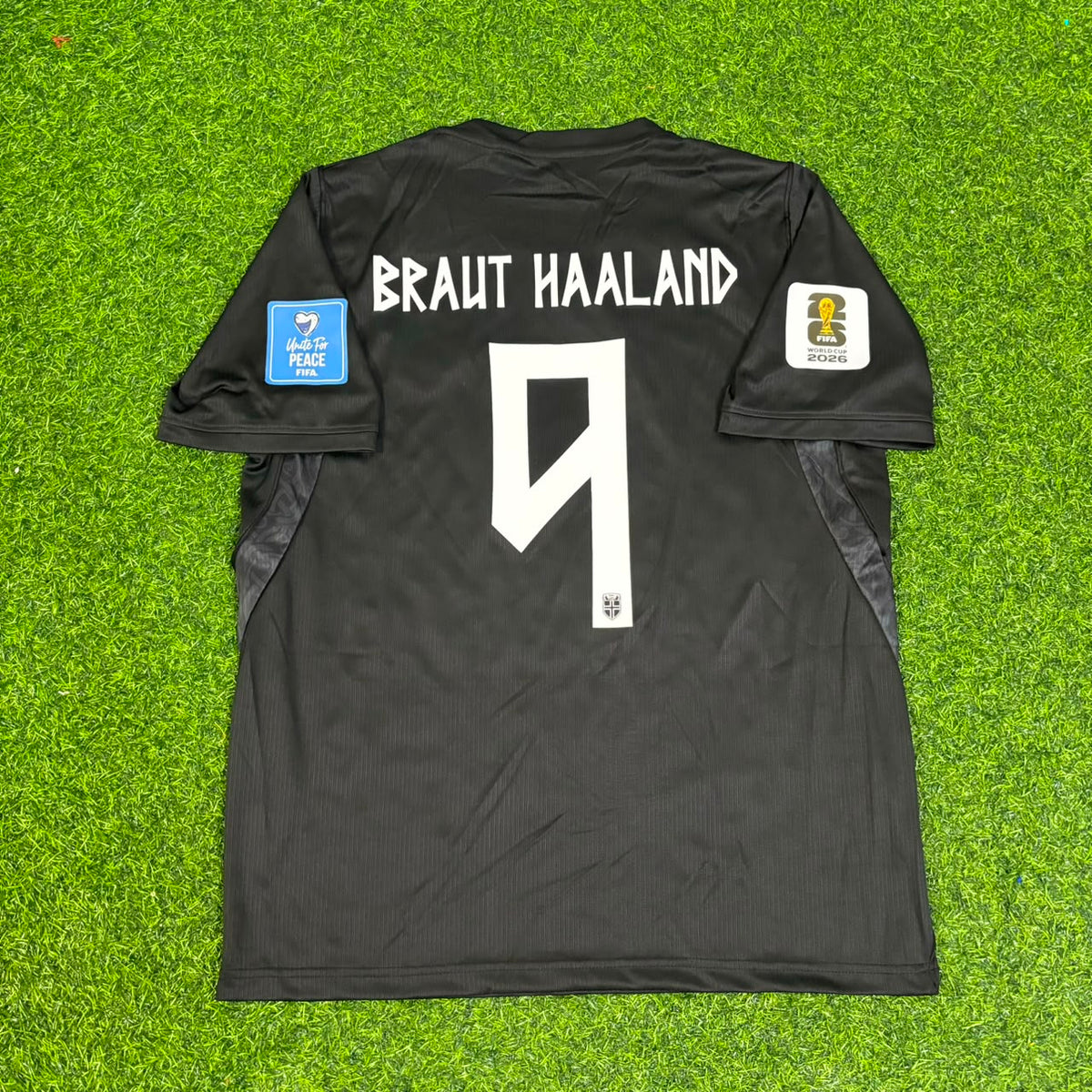 Erling Braut Haaland #9 Norway 2026 World Cup Black Away Football Jersey – Back View
