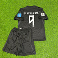 Erling Braut Haaland #9 Norway 2026 World Cup Away Black KIDS Football Jersey – Back View