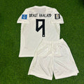 Erling Braut Haaland #9 Norway 2026 World Cup Kids White Football Jersey – Back View