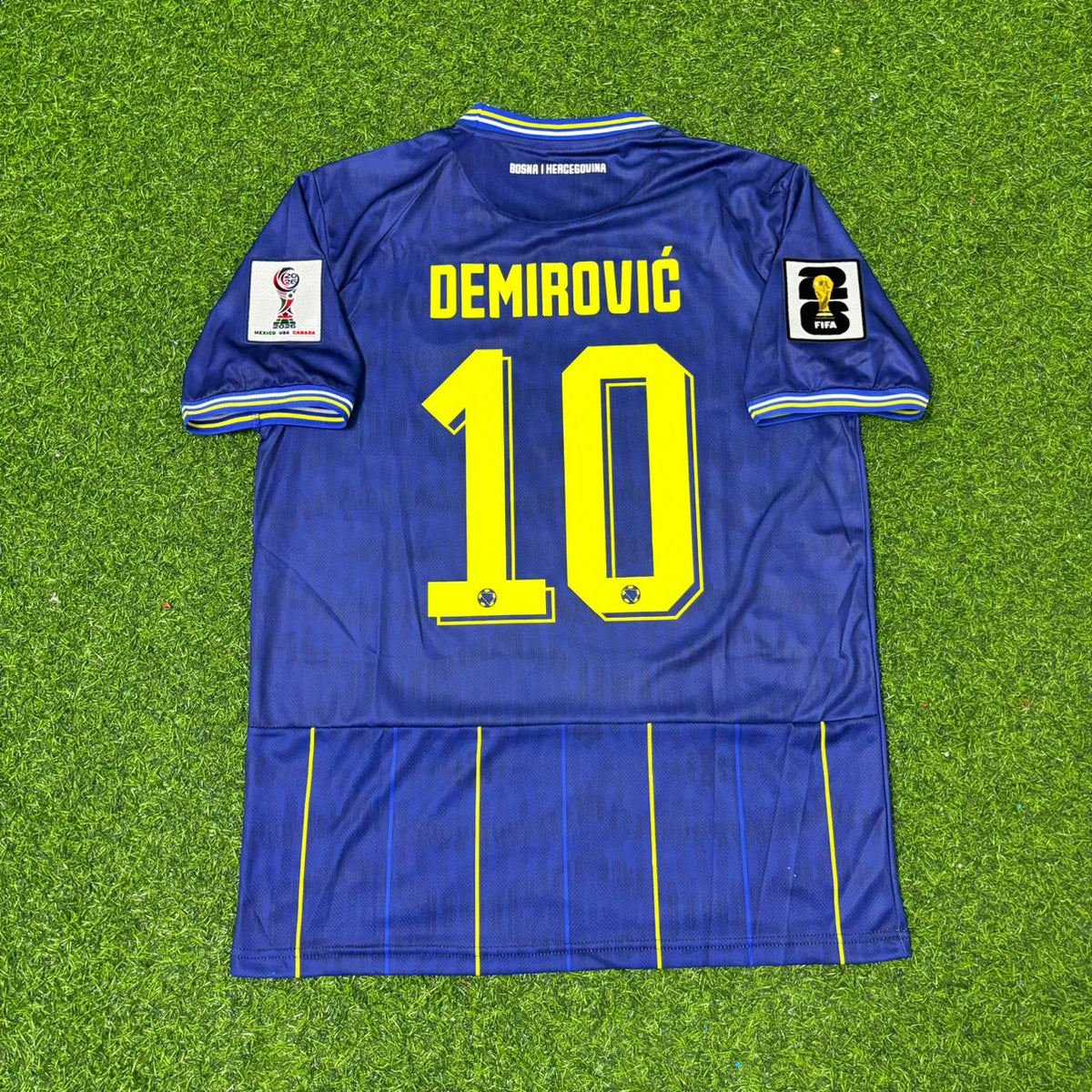 Ermedin Demirovic Bosnia and Herzegovina 2026 World Cup Blue Football Jersey – Back View