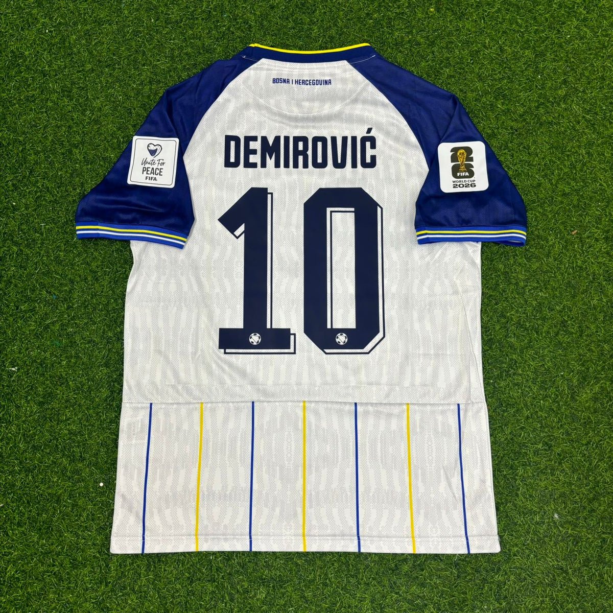Ermedin Demirovic Bosnia and Herzegovina 2026 World Cup White Football Jersey – Back View
