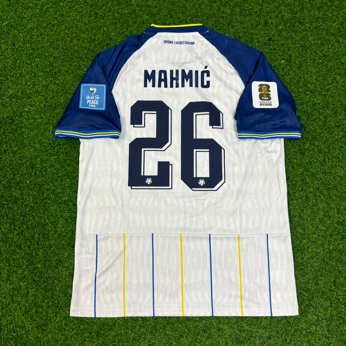 Ermin Mahmic Bosnia and Herzegovina 2026 World Cup White Football Jersey – Back View
