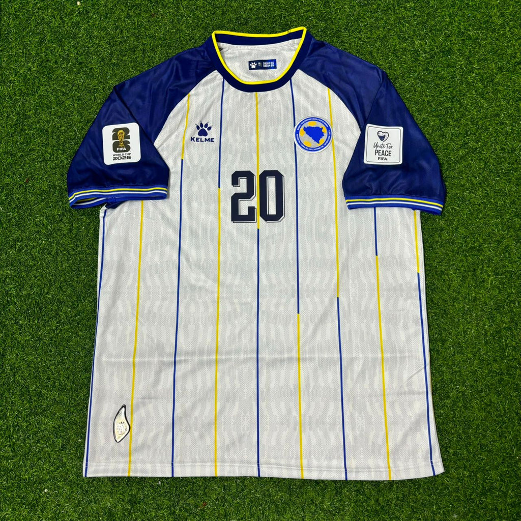 Esmir Bajraktarević Bosnia and Herzegovina 2026 World Cup Away White Football Jersey – Front View