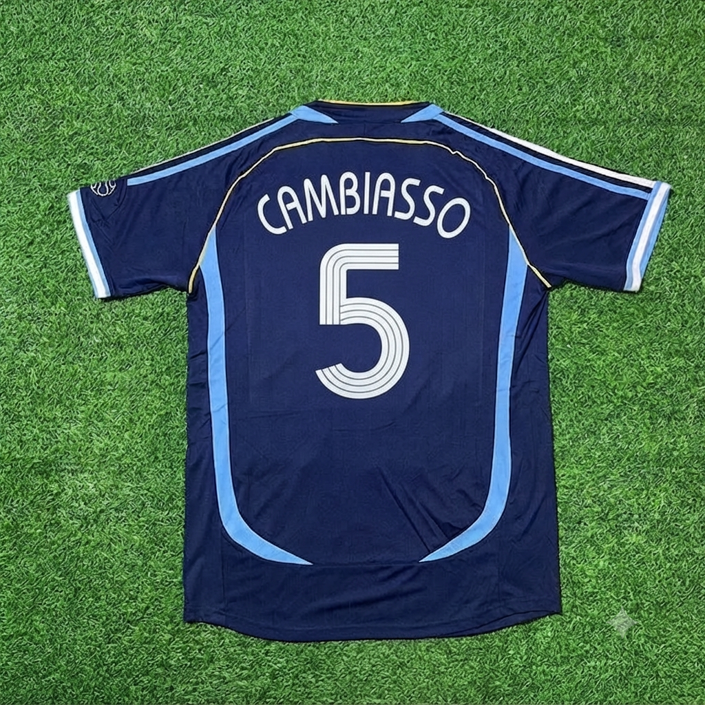 Esteban Cambiasso #5 Argentina 2006 World Cup Dark Blue Home Retro Football Jersey – Back View