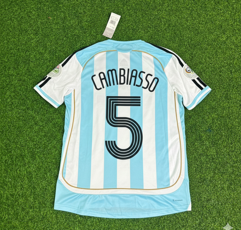 Argentina 2006 World Cup Retro Soccer Jersey – Esteban Cambiasso – Back View