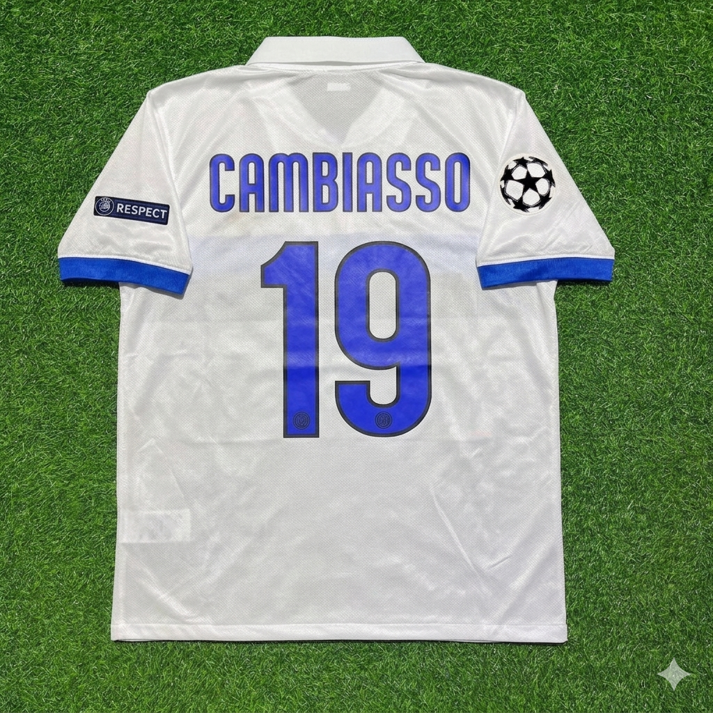 Inter 2009/2010 White Retro Football Jersey – Esteban Cambiasso – Back View