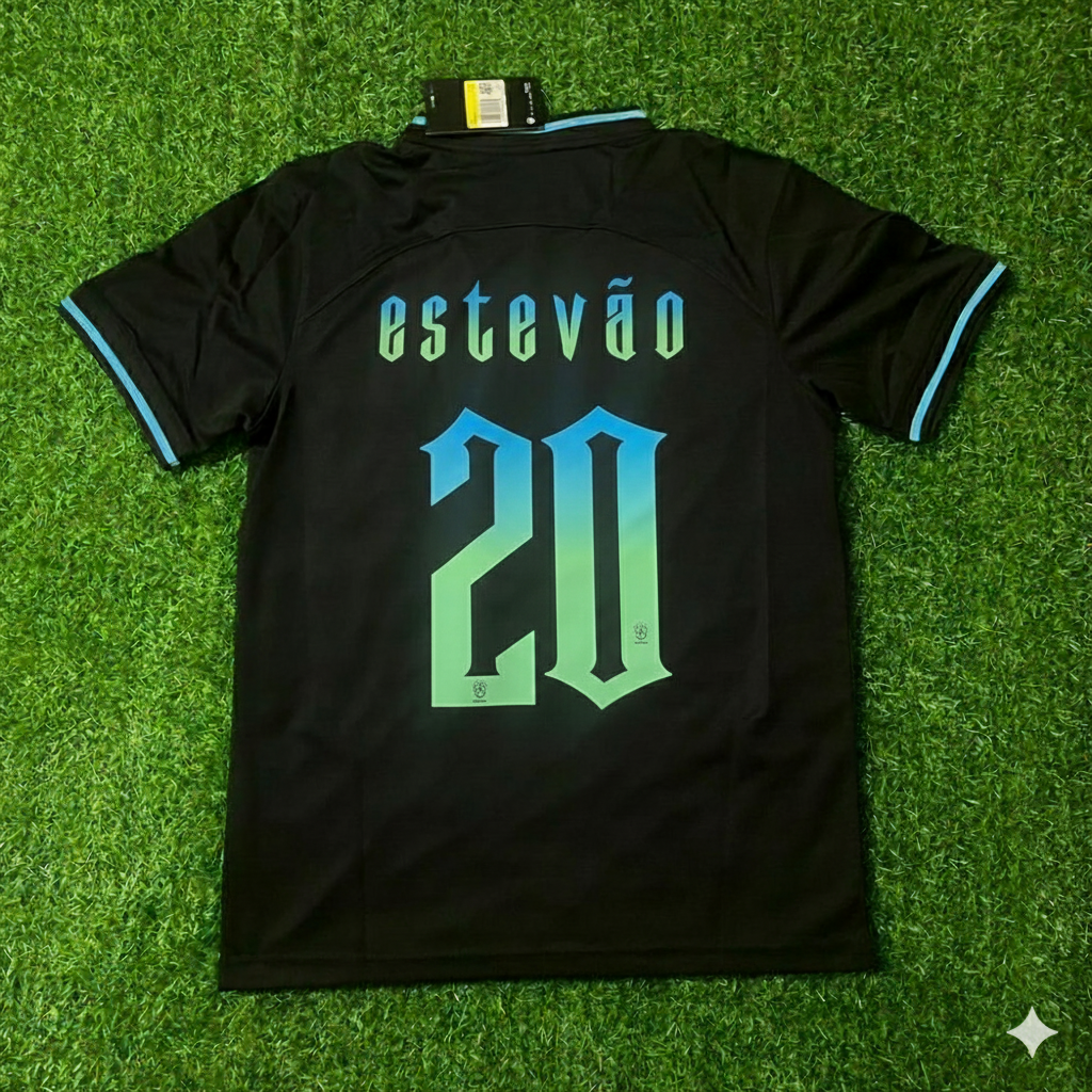 Brazil Retro Football Jersey – Estevao – Back View