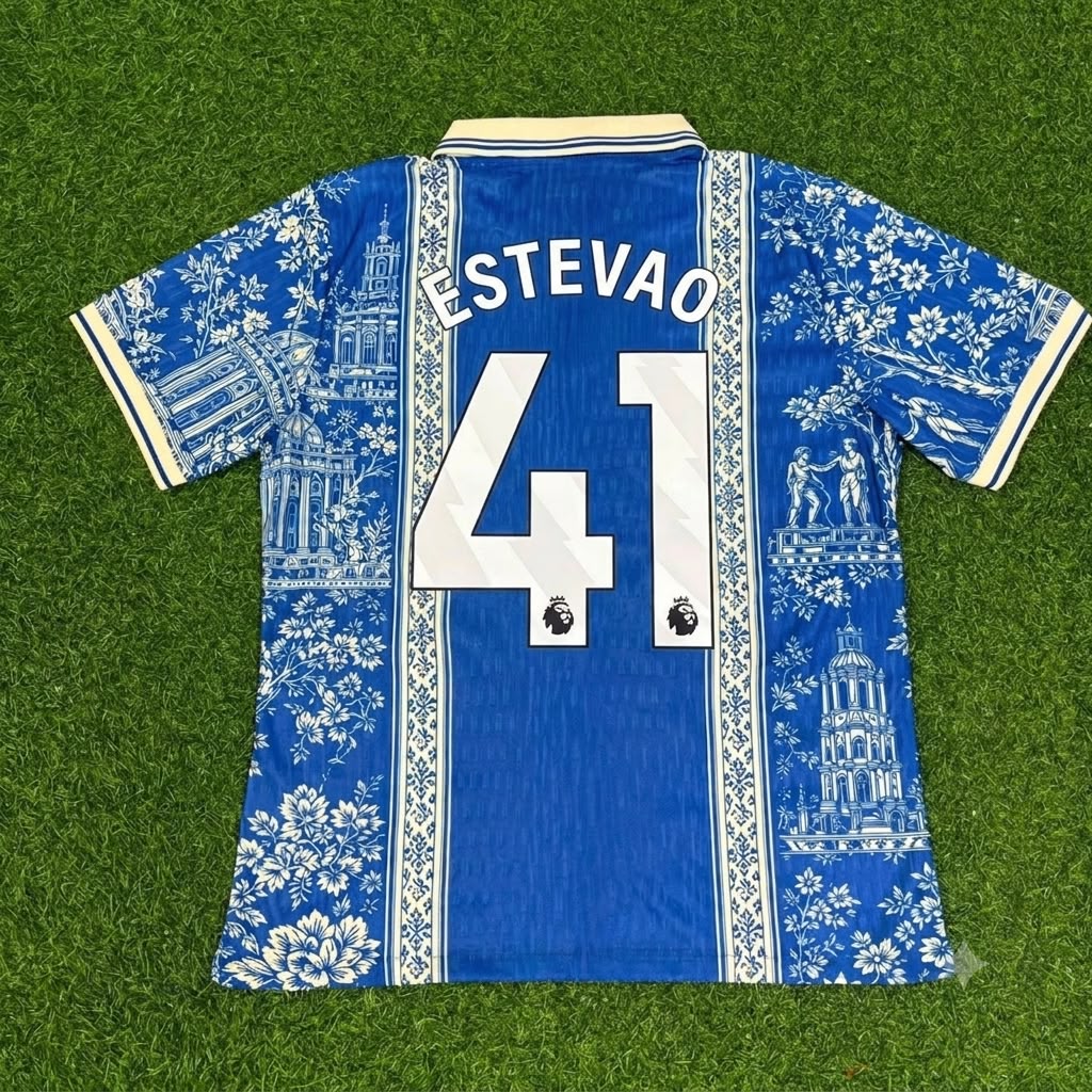 Chelsea 2027 Blue-White Jersey – Estêvão – Back View
