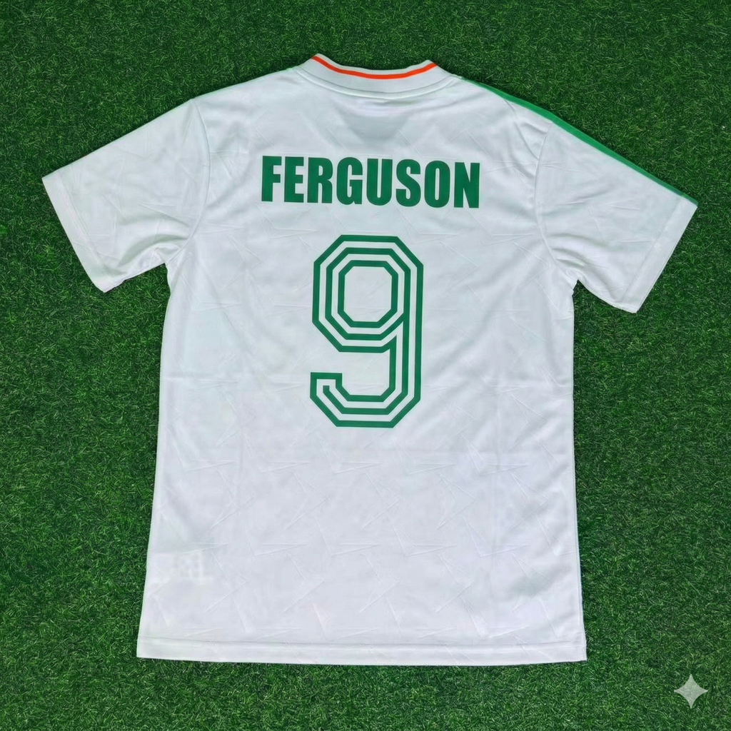 Ireland White Legendary Anniversary Retro Football Jersey – Evan Ferguson – Back View
