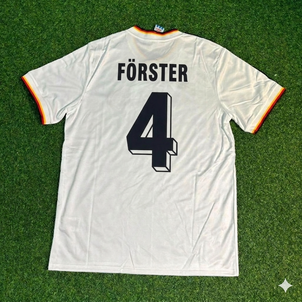 1986 Karl-Heinz Förster #4 Deutschland World Cup Retro Wein – Back View