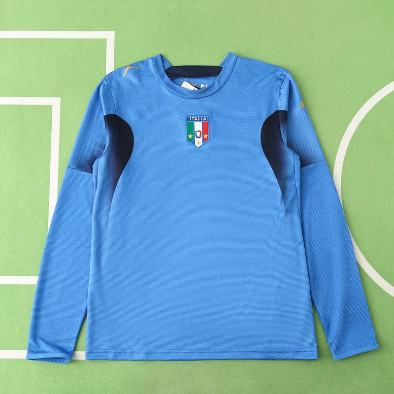 2006 Italy Season Home Blue Retro Football Jersey – Back View