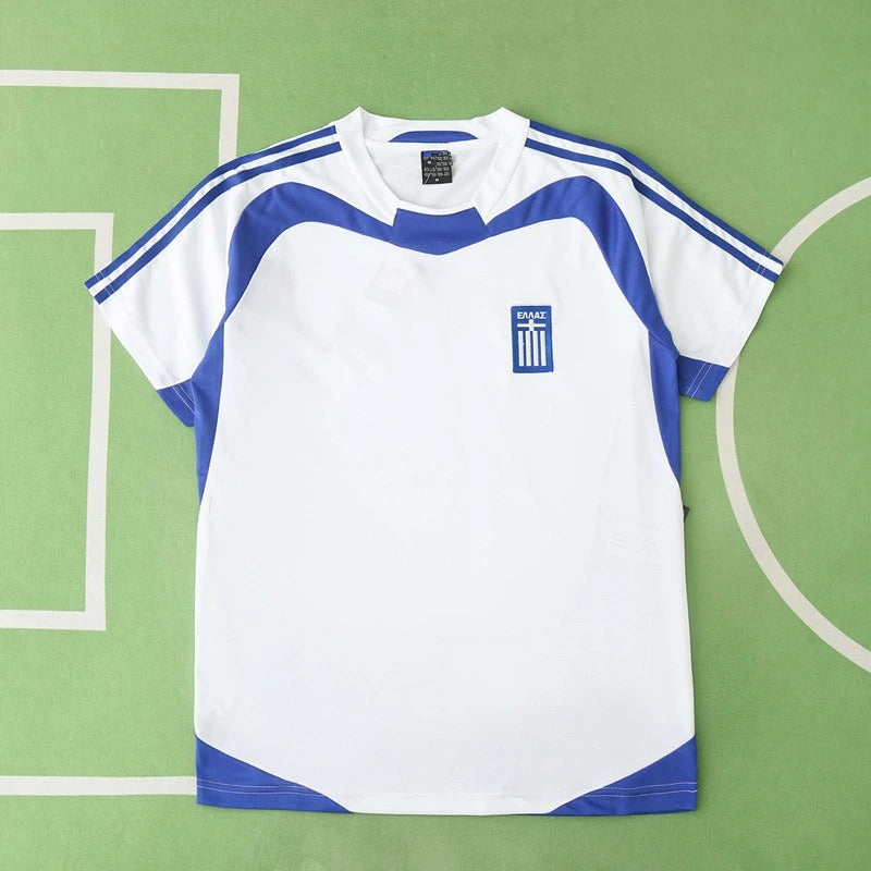 Greece EURO 2004 Final White Retro Home Kit Jersey – Back View