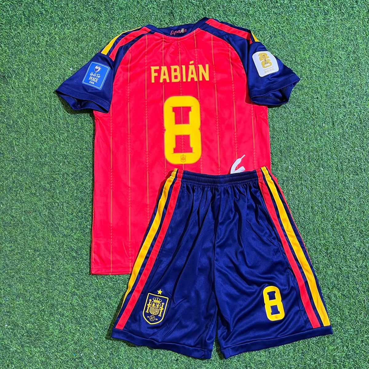 Fabian Ruiz #8 Spain 2026 World Cup Home Kids Football Jersey – Back View