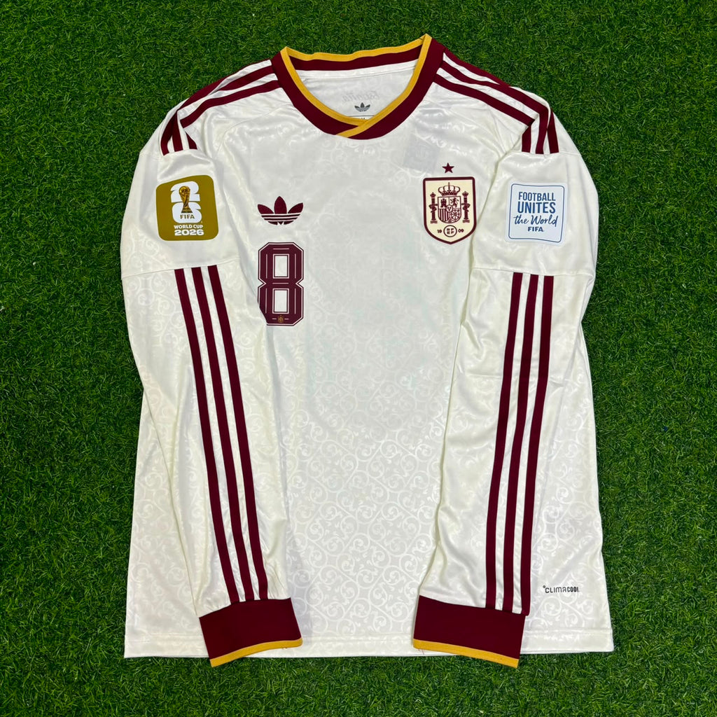 Fabián Ruiz Peña #8 Spain 2026 World Cup Away Long Sleeve Jersey – Front View