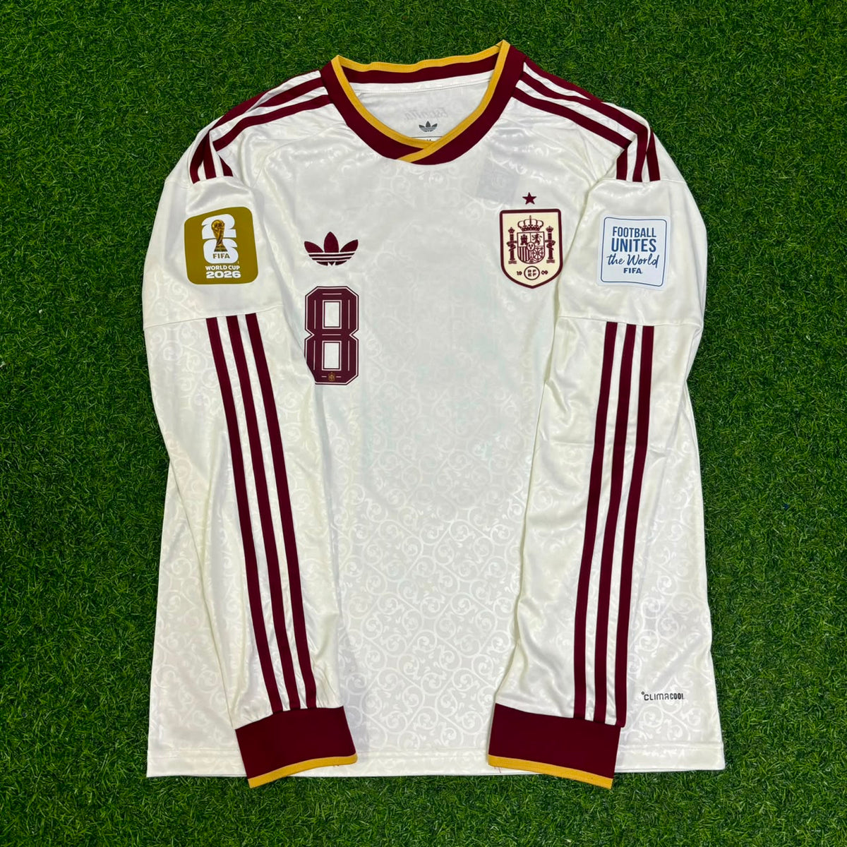 Fabián Ruiz Peña #8 Spain 2026 World Cup Away Long Sleeve Jersey – Front View