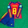 2026 Spain World Cup Fabian Ruiz Kids Home Long Sleeve Football Jersey – Back View