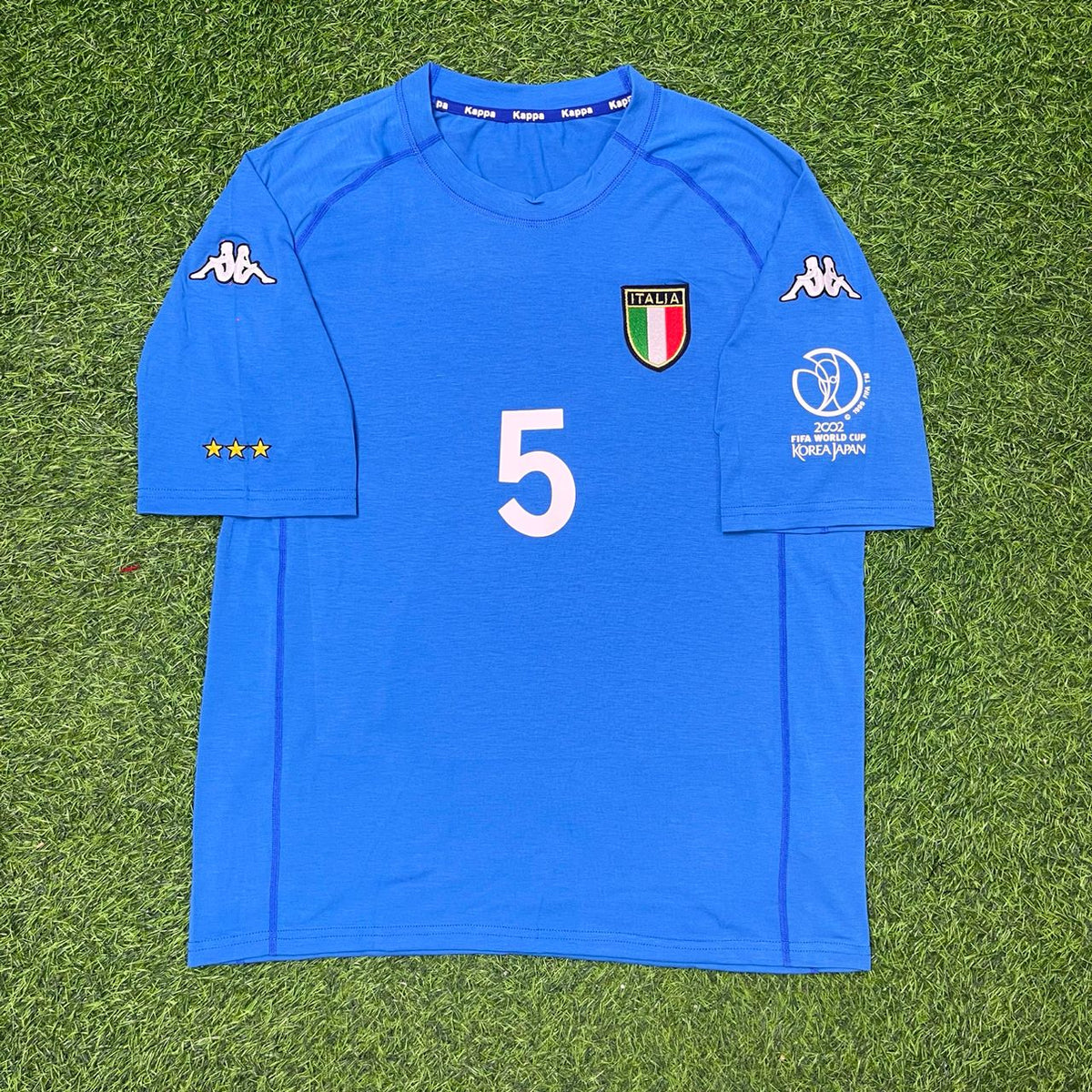 Italy 2002 World Cup Home Retro Jersey – Fabio Cannavaro #5 – Front View