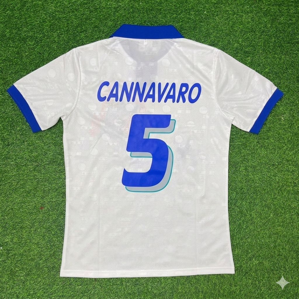 Fabio Cannavaro Italy White Retro Football Jersey – Back View