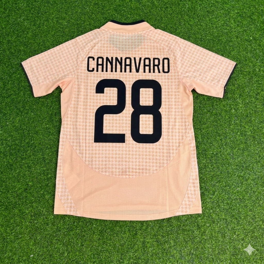 Juventus Away Retro Football Jersey – Fabio Cannavaro 28 – Back View