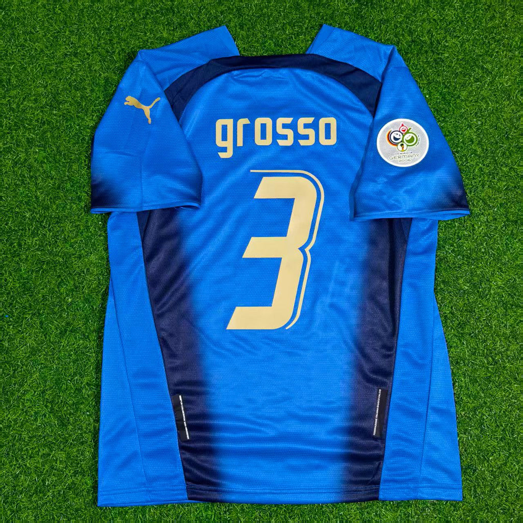 2006 Italy World Cup Fabio Grosso Final Retro Football Jersey – Back View