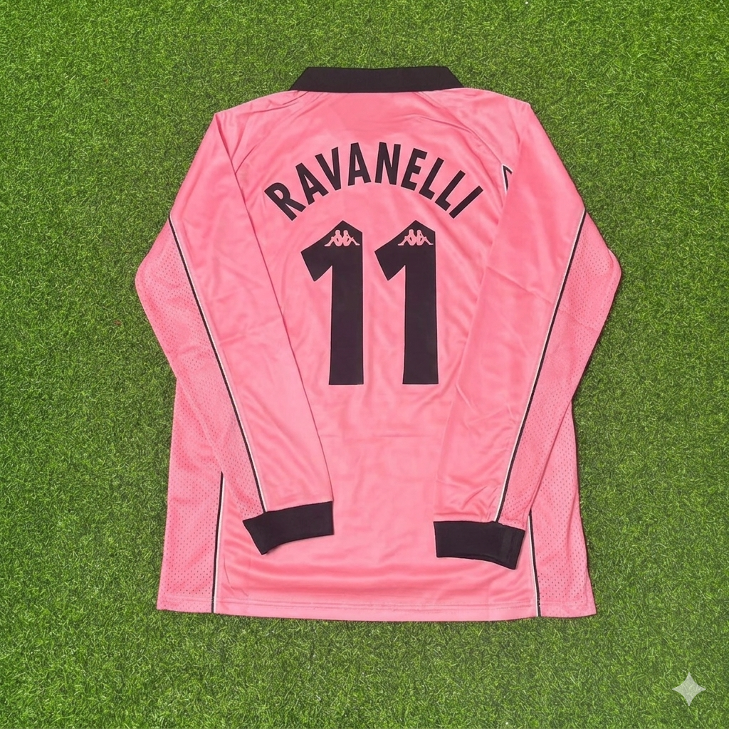 1995 Fabrizio Ravanelli #11 Juventus Pink Football Jersey – Back View