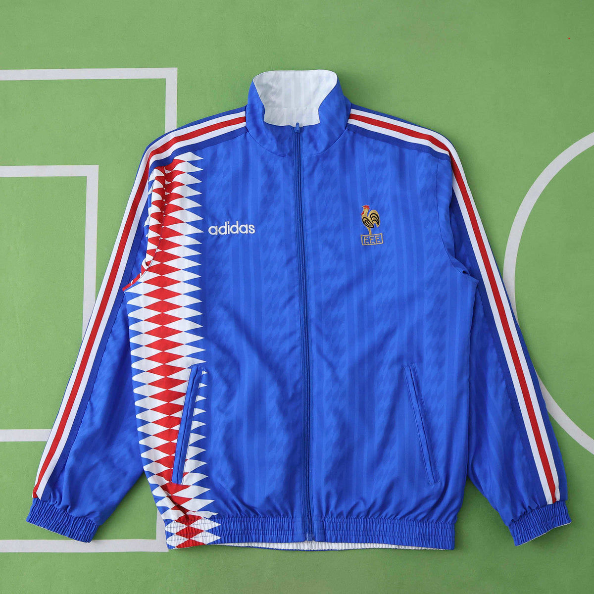 France Blue 1994 Retro Both Sides Windbreaker – Back View