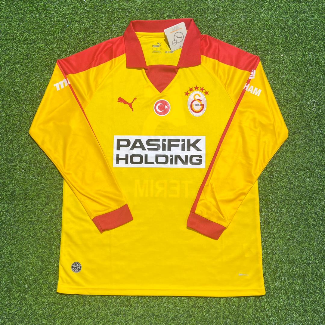 Fatih Terim Galatasaray Legendary Vintage Yellow Long Sleeve Football Jersey – Front View