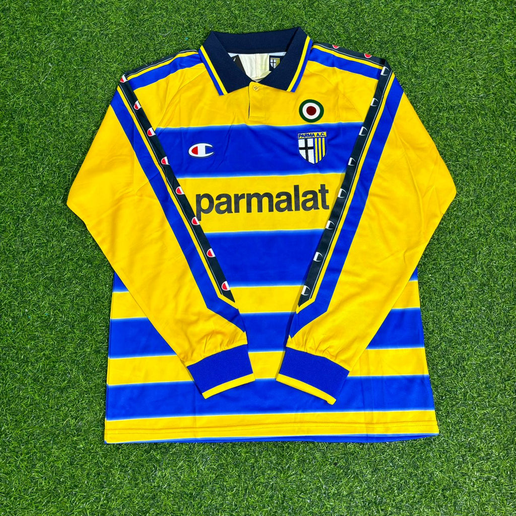 1999/00 Faustino Asprilla Parma Retro Long Sleeve Football Jersey Collection – Front View