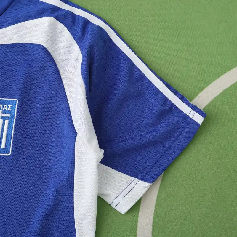 Giorgos Karagounis Greece EURO 2004 Final Blue Retro Home Kit Jersey – Detailed View