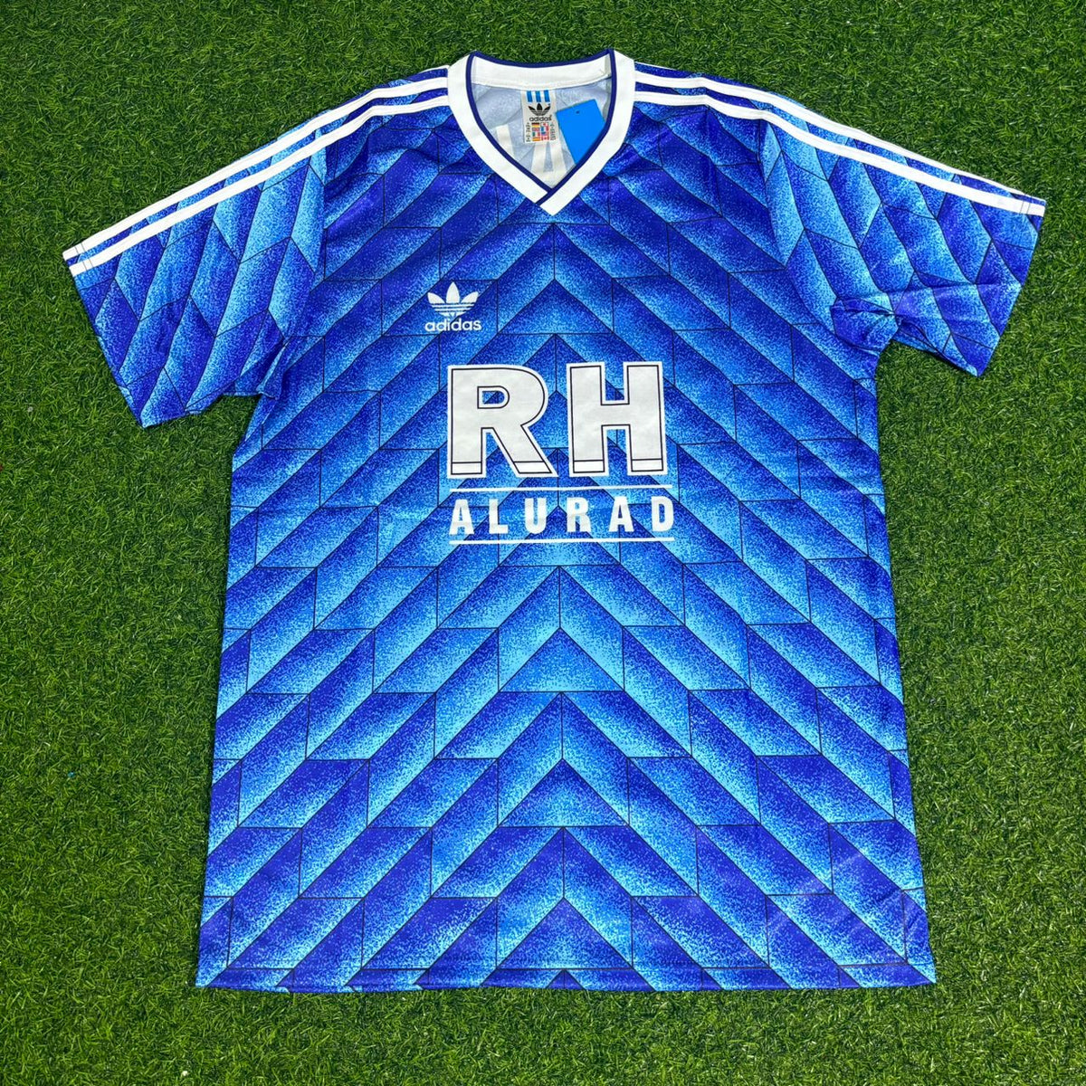 1988/89 FC Schalke 04 Blaues Heim Retro Fussballtrikot Jersey – Detailed View