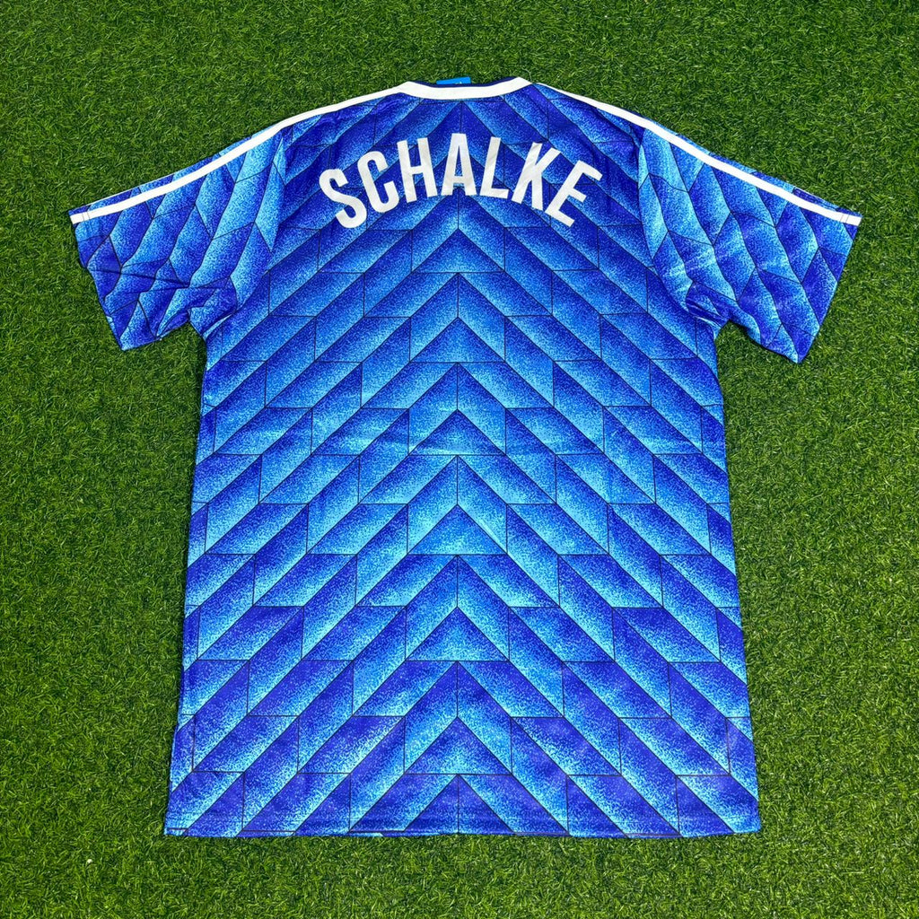 1988/89 FC Schalke 04 Blaues Heim Retro Fussballtrikot Jersey – Front View