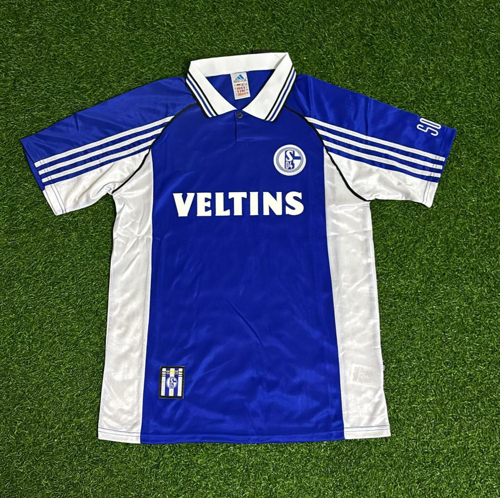 FC Schalke 04 1998 2000 Blaues Heimtrikot Fußball Retro – Front View