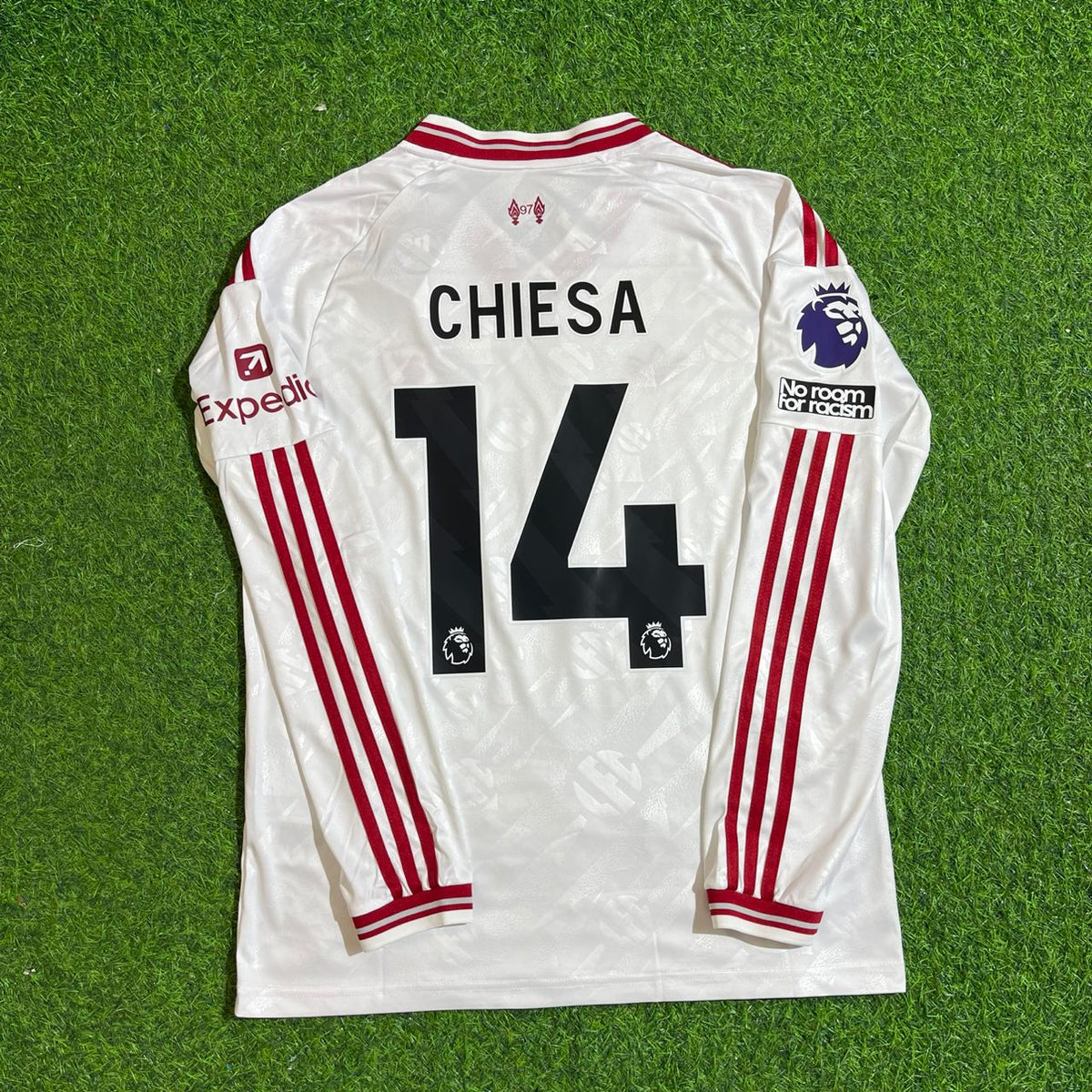 Federico Chiesa Liverpool 2027 New Season Long Sleeve Away White Football Jersey – Back View