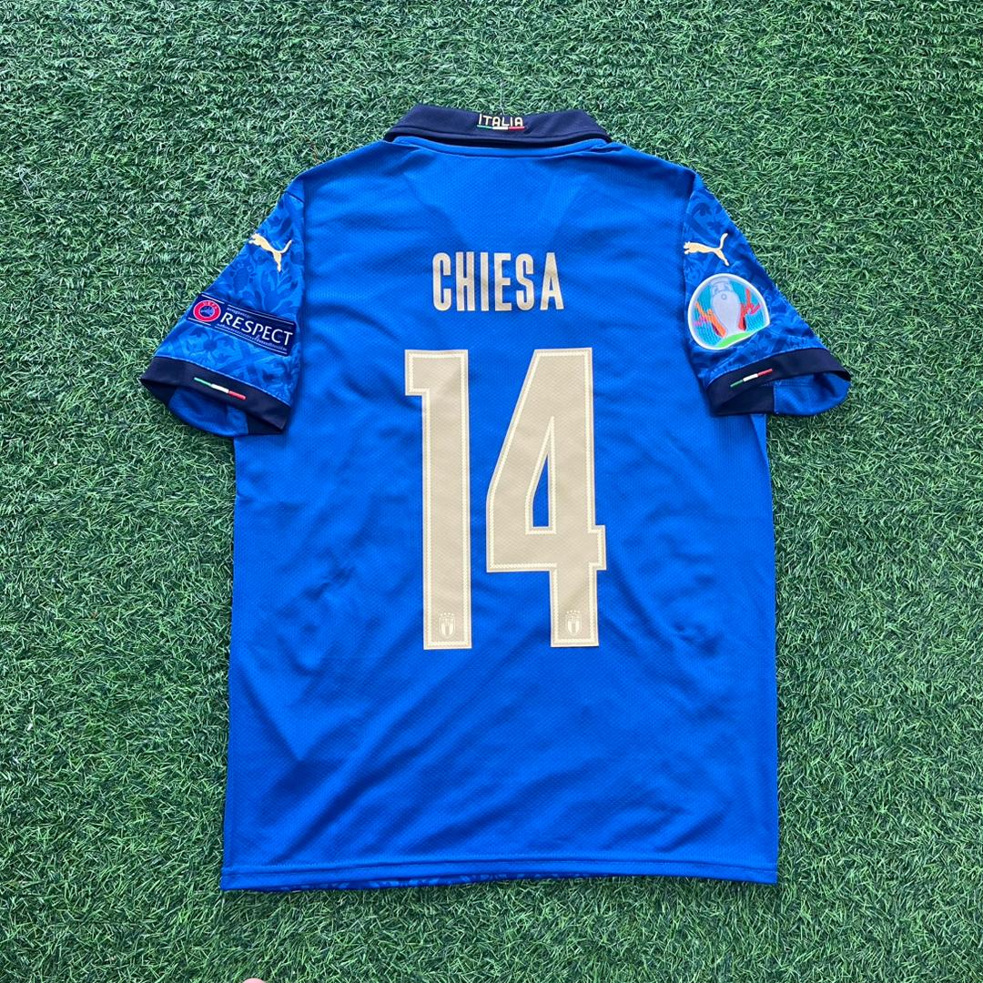 Federico Chiesa – Italy EURO 2020 Final Retro Soccer Jersey – | | – Back View