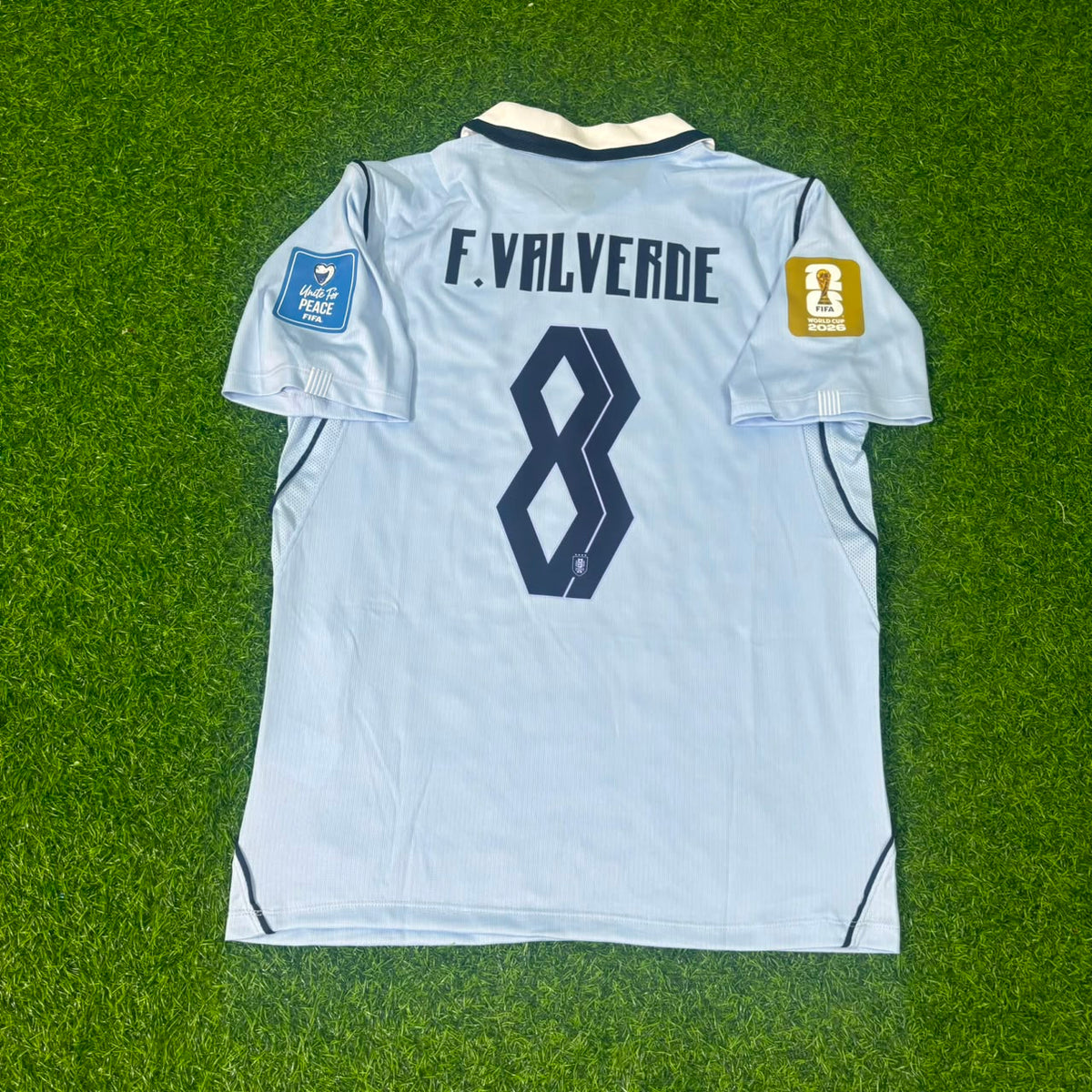 Uruguay 2026 World Cup Home Sky Blue Jersey – Federico Valverde #8 – Back View