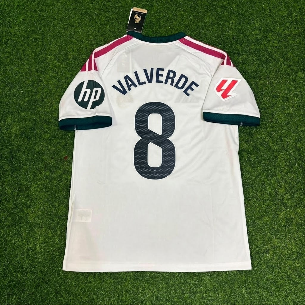 Federico Valverde White Jersey – Back View